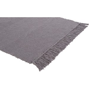 Dunkelgrauer OBI Baumwollteppich (50x80 cm) mit Fransen. Uni-Design, ideal für Wohn- und Schlafzimmer.