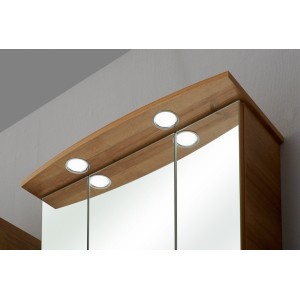 Pelipal Spiegelschrank Quickset 919, Riviera Eiche Dekor, 65 cm breit, mit Beleuchtung.