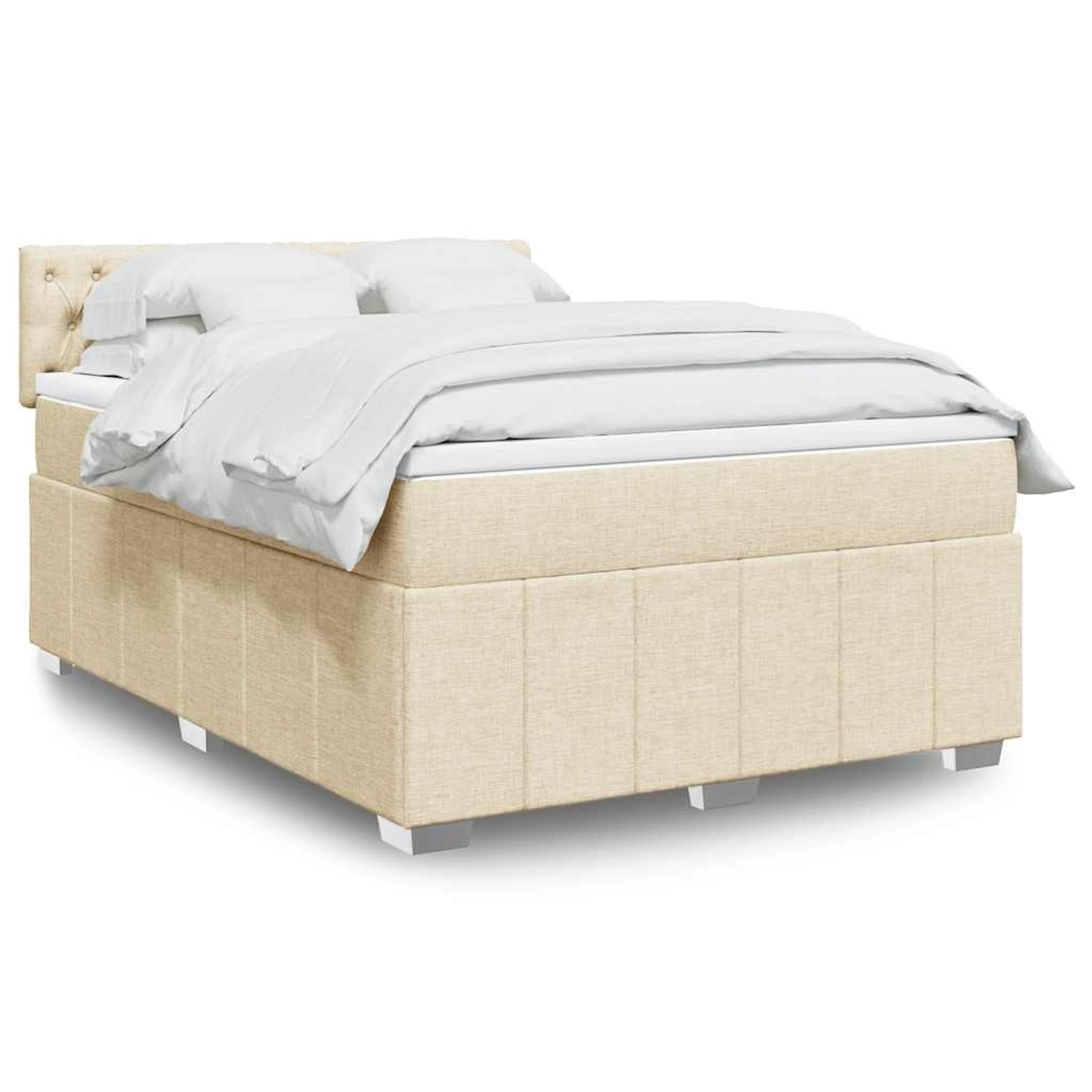 vidaXL Boxspringbett mit Matratze Creme 140x190 cm Stoff 3289375 günstig online kaufen