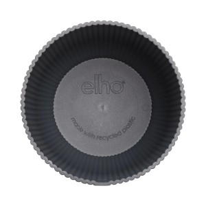 Elho Blumentopf Vibes Fold, rund, Ø 30 cm, anthrazit, Rillenmuster, aus recyceltem Kunststoff.