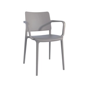 Graubrauner Papatya Sessel Joy-K 61, Gartenstuhl aus Polypropylen mit Armlehnen.