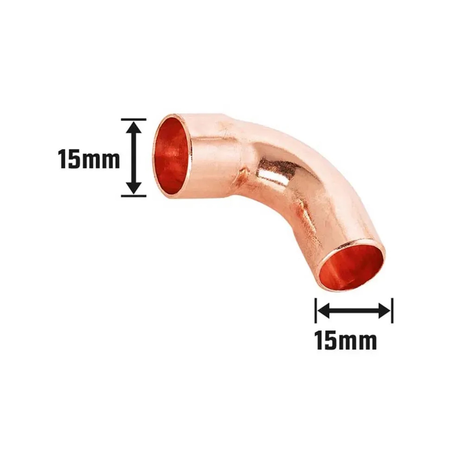 Löt-Bogen, Ø 15 mm, aus Kupfer, 90-Grad-Winkel, für Kupferrohre, 10 Stück