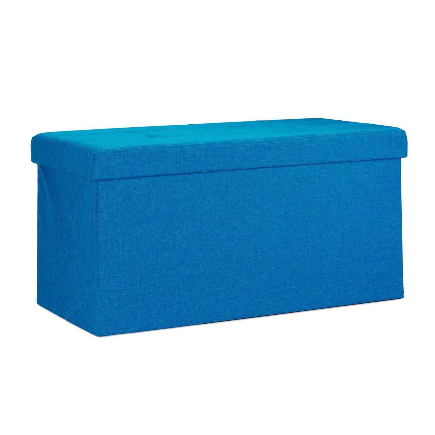 Relaxdays Sitzbank Leinen Blau Faltbar 38 cm x 76 cm x 38 cm