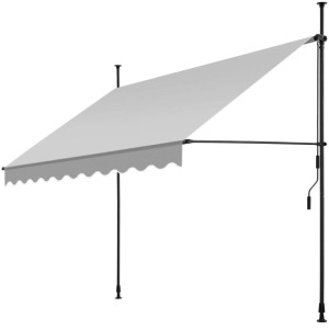 Tectake Klemmmarkise  Mit Handkurbel Uv Beständig 250 x 180 cm 180 x 250 x 304 cm Hellgrau