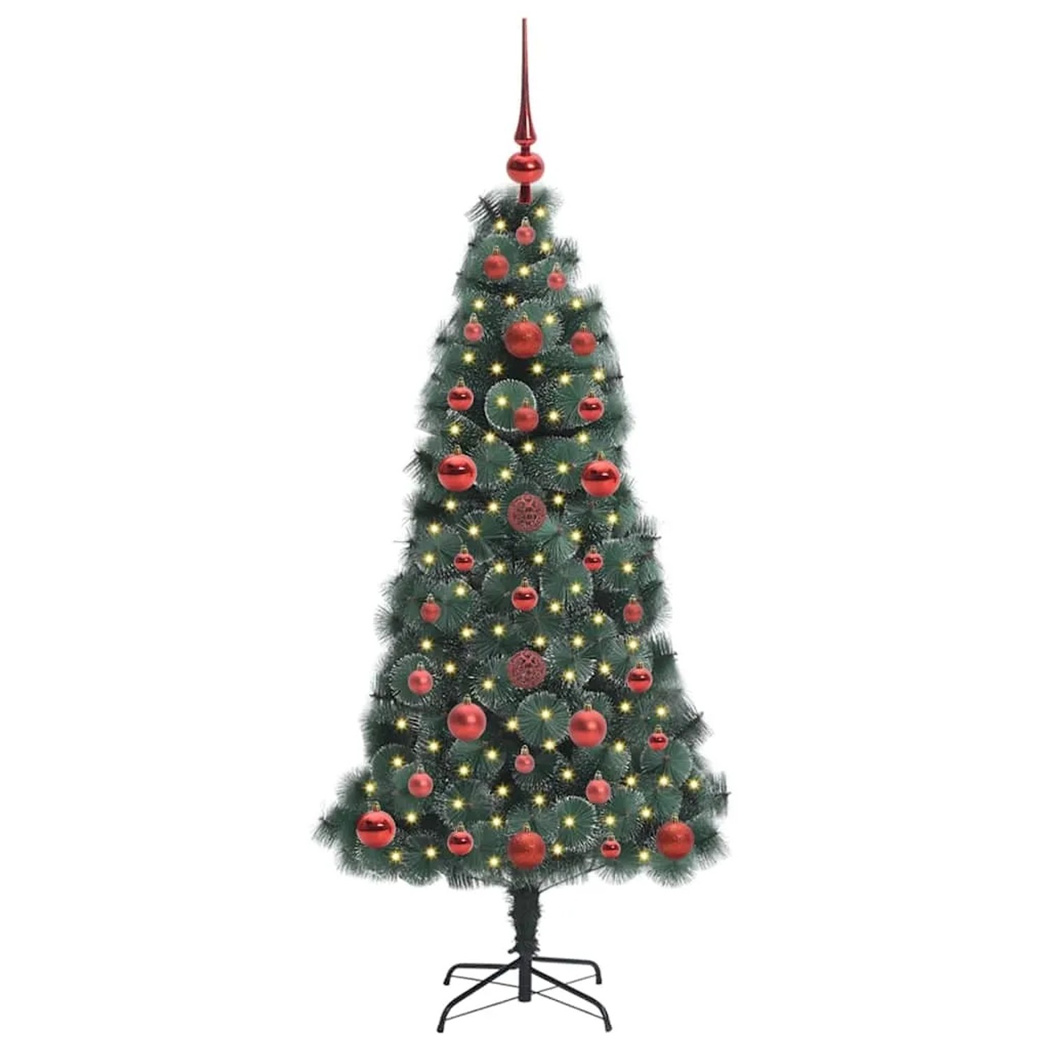 vidaXL Künstlicher Vorbeleuchteter Weihnachtsbaum mit Kugelset 120 cm 3396141