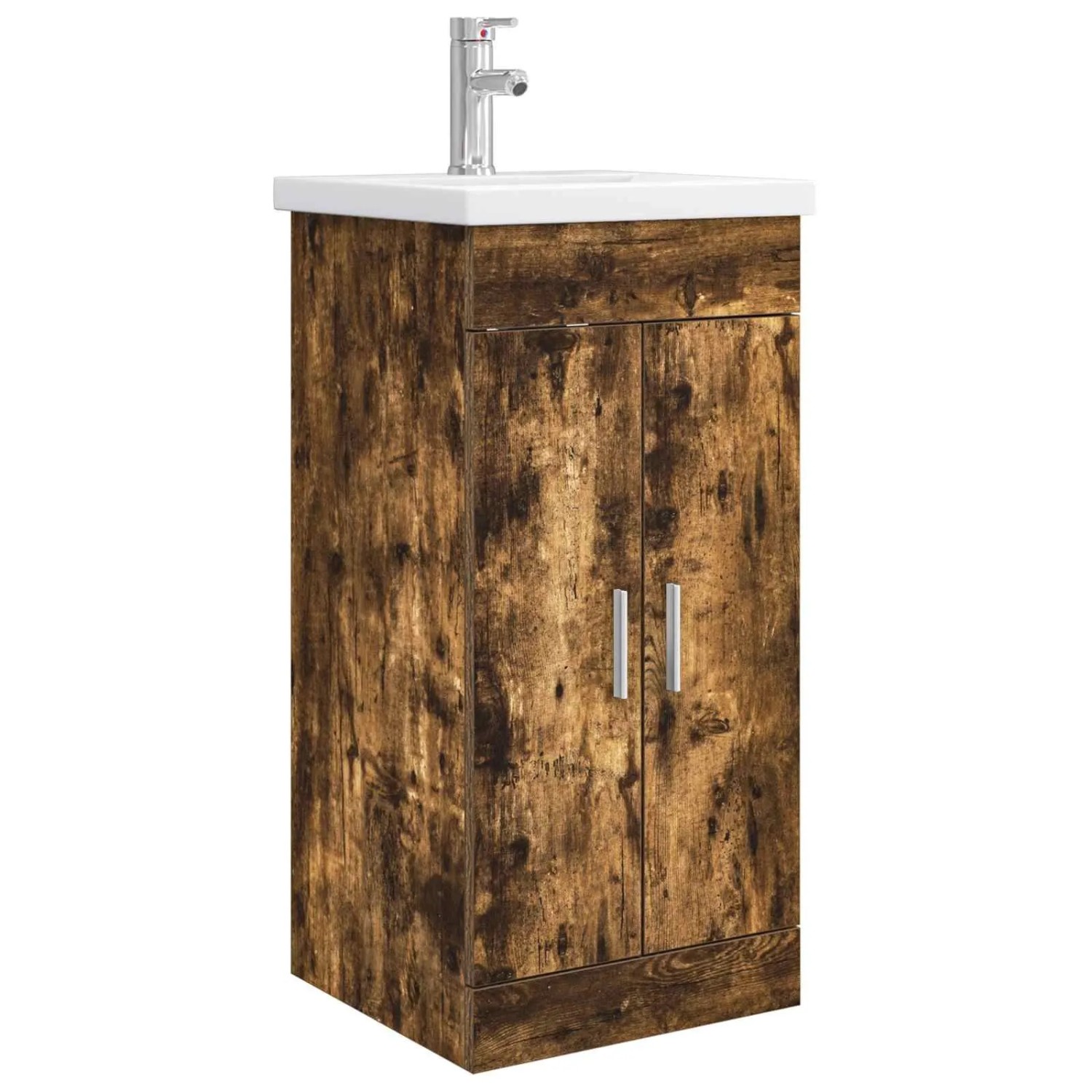 vidaXL Badezimmerschrank mit Waschbecken Geräucherte Eiche 890676