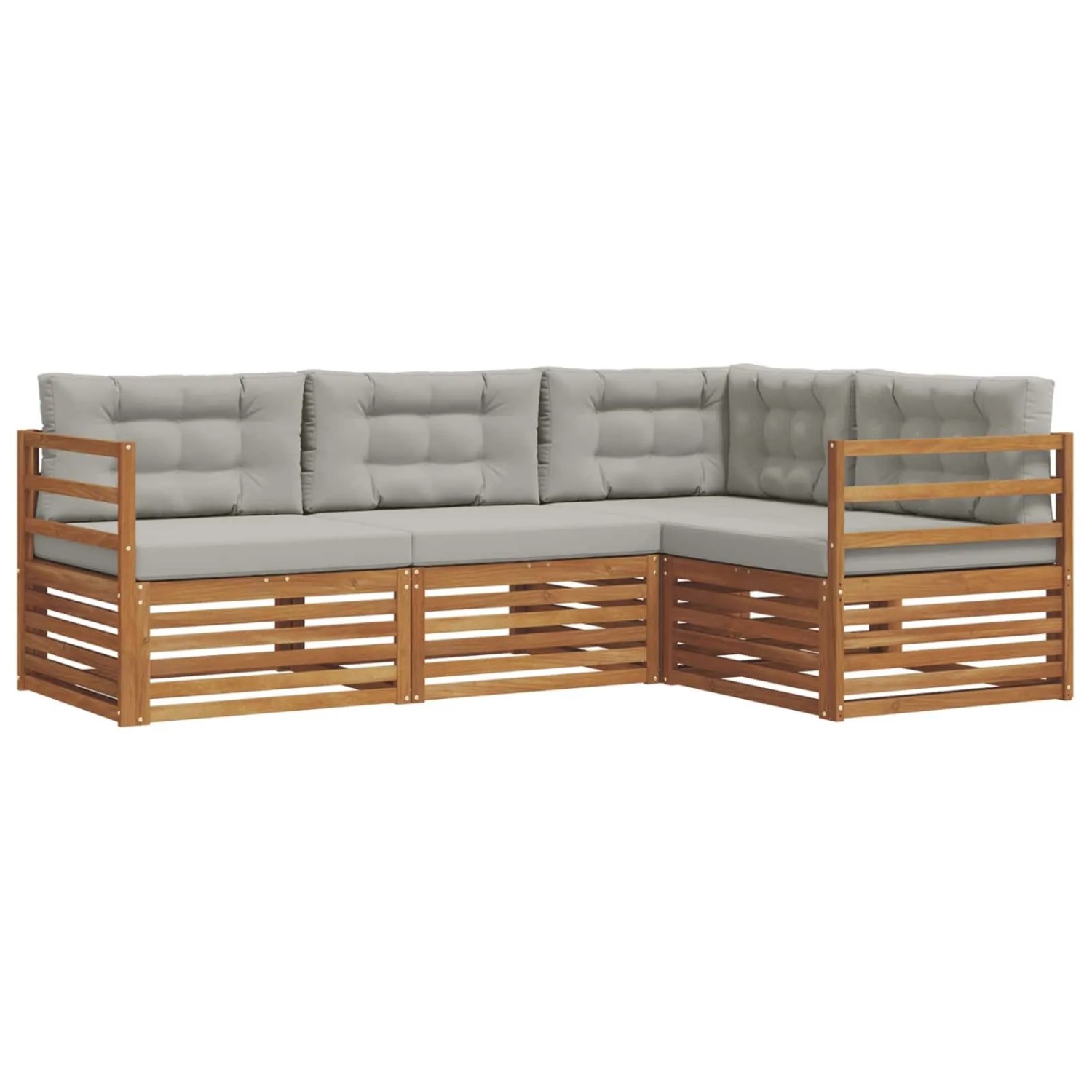 vidaXL Outdoor-Sofagarnitur mit Kissen 13-Tlg Natur und Hellgrau 3373361