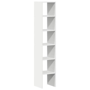 Weißes, stapelbares Bücherregal aus Holzwerkstoff mit 6 Fächern. Modernes Design für Wohnzimmer.