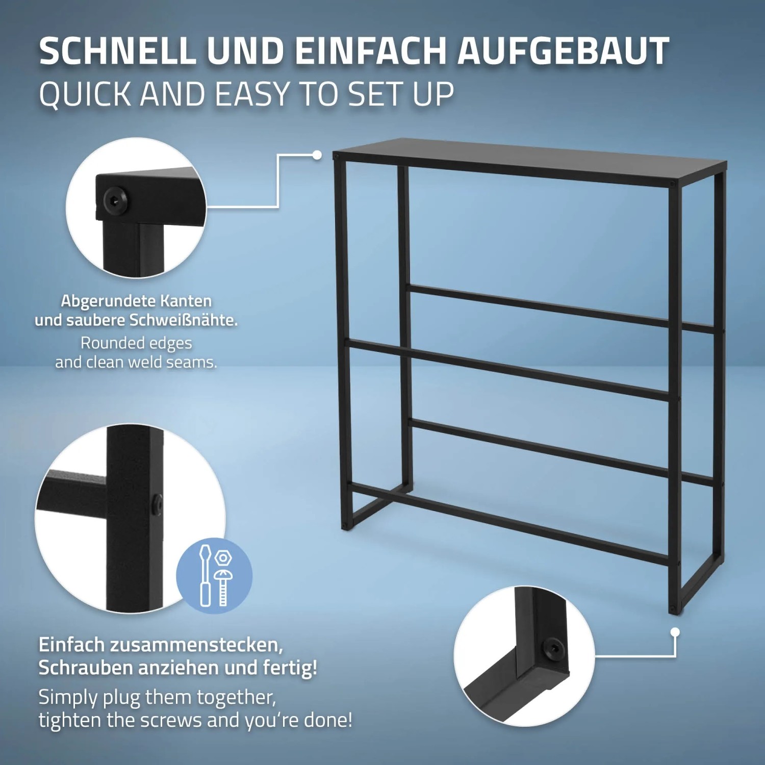 ML-Design Getränkekistenregal aus Stahl, anthrazit, für 6-8 Kisten, mit Ablage.
