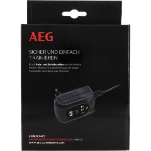Verpackung des AEG Mikroprozessor-Batteriepulser MB 1.0 für Autoelektrik.