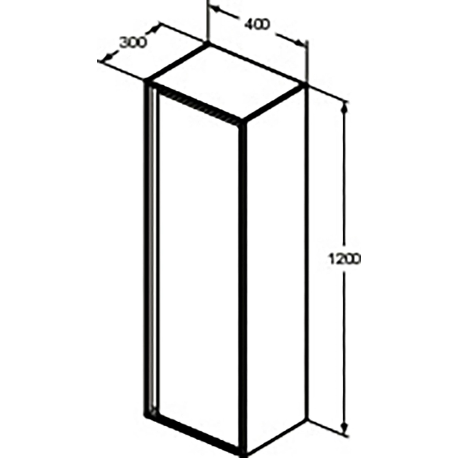Skizze: Ideal Standard Connect Air Bad-Hochschrank, weiß, 30x120x40cm, Maße für Badmöbel.