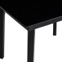 Schwarze Garten-Essgruppe, 5-teilig, mit Glasplatte und Polyrattan-Stühlen.
