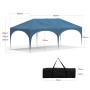 Blauer WOLTU Pavillon 3x6m mit Maßen, UV-Schutz und Tragetasche. Höhenverstellbarer Gartenpavillon für Sonnenschutz.