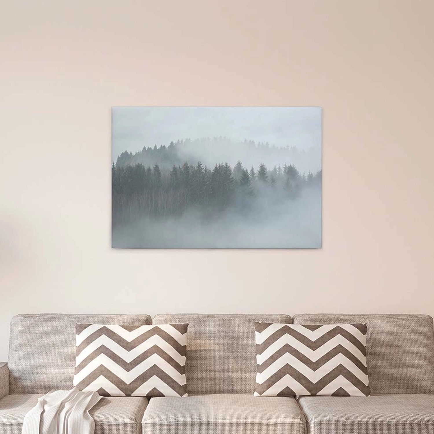 Bricoflor Bild Mit Wald Im Nebel Auf Leinwand Tannenwald Bild Ideal Für Woh günstig online kaufen