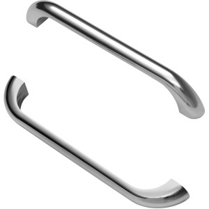 Zwei glänzende Chrom Griffe für Badewannen zur Montage am Wannenrand.