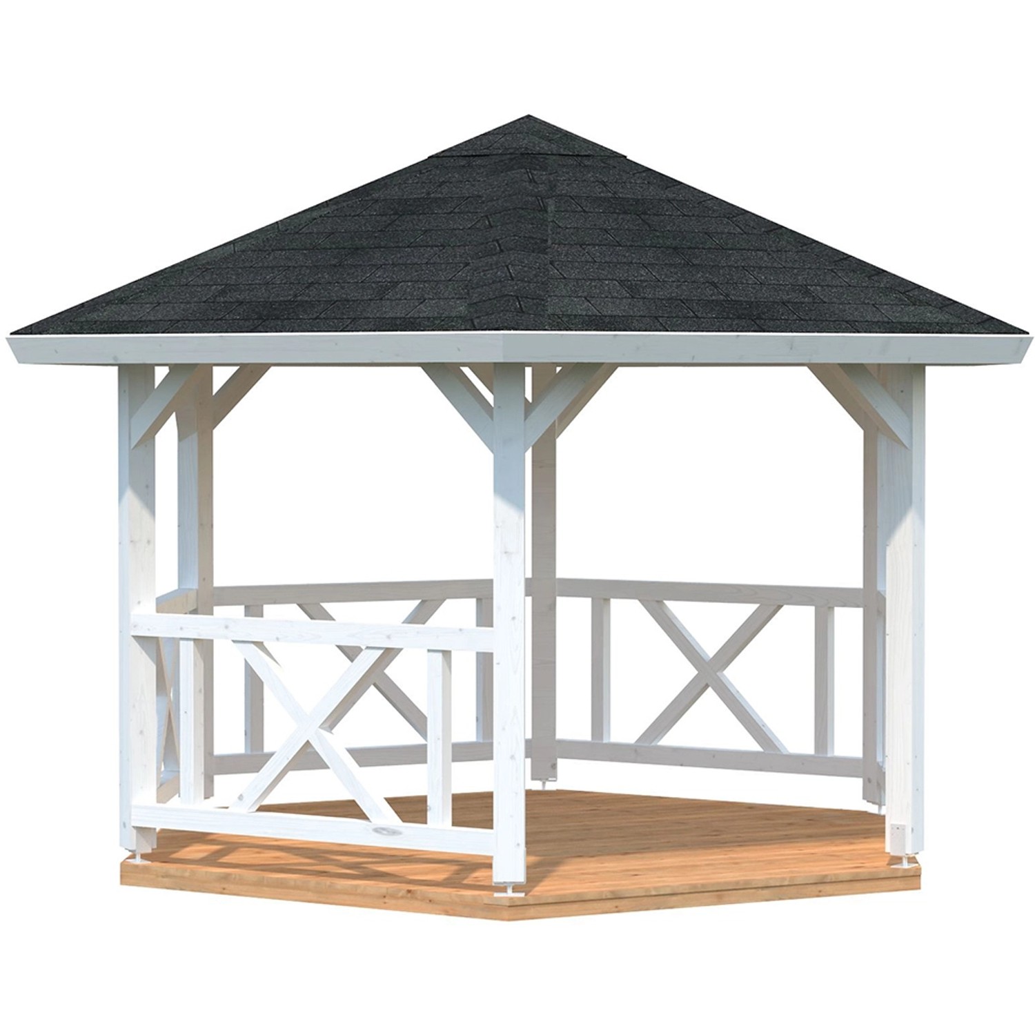 Palmako Pavillon Betty 9,9 m² Weiß Grundiert 337 cm x 337 cm