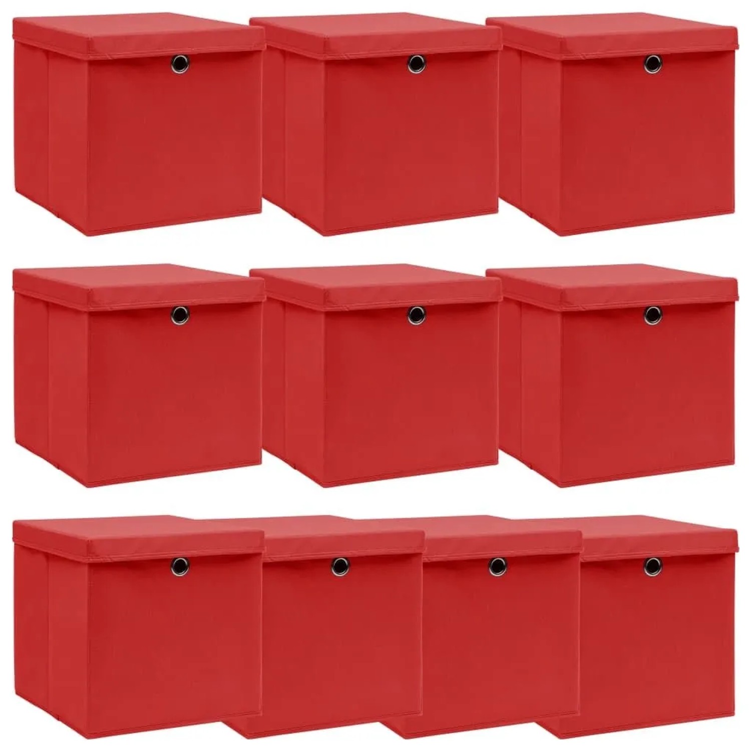 vidaXL Aufbewahrungsboxen mit Deckeln 10 Stk Rot 32x32x32 cm Stoff 288364