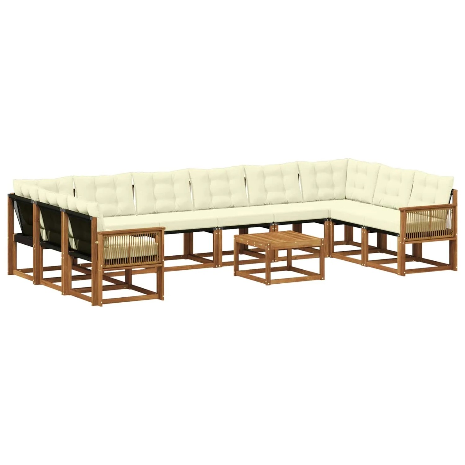 vidaXL Outdoor-Sofagarnitur mit Kissen 11 Stk Natur und Creme 3382258