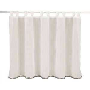 Schlaufenpanneau Fernanda in Weiß-Anthrazit, 75x140 cm, mit Stickerei am unteren Rand.