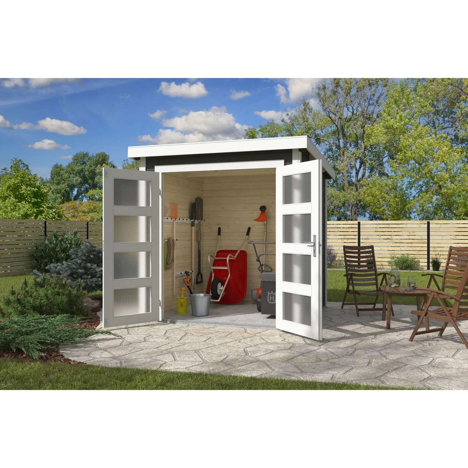 Lasita Gartenhaus Zambezi 1 Grau-Grün 200 cm x 200 cm