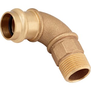 Rotguss Press-Winkel 22 mm x R 3/4 Zoll, 90 Grad für Kupferrohr-Installationen.