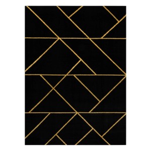 Schwarzer RugsX Teppich mit goldenem geometrischen Muster, 240x330 cm.