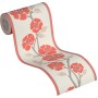 A.S. Création selbstklebende Borte mit Blumenmuster in Rot und Weiß, 5 m x 17 cm.