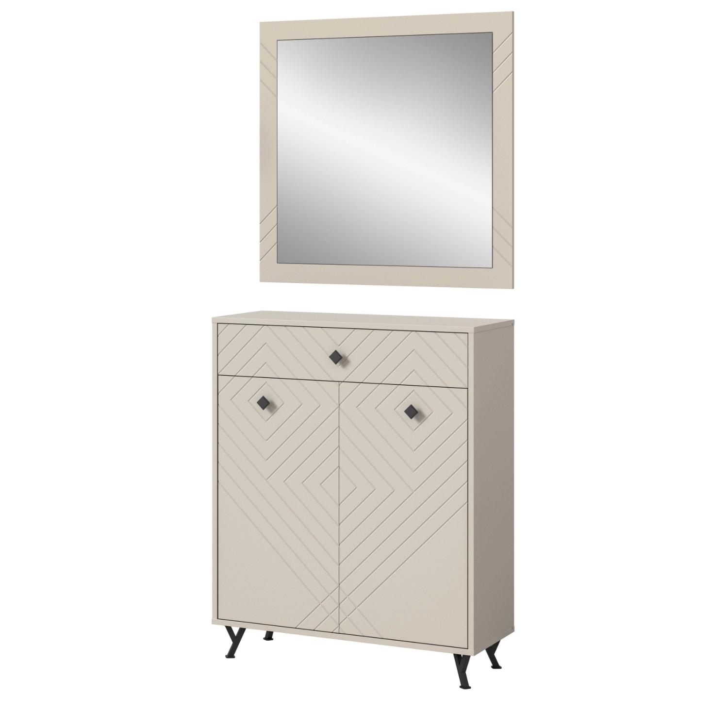 Inn.Furn Garderoben-Set 2-teilig Sand 80 cm mit Fräsungen Apunti günstig online kaufen