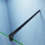 Schwarzes Duschparadies Wandprofil mit Stabilisierungsstange für Walk-in Dusche und Glas Seitenwand.