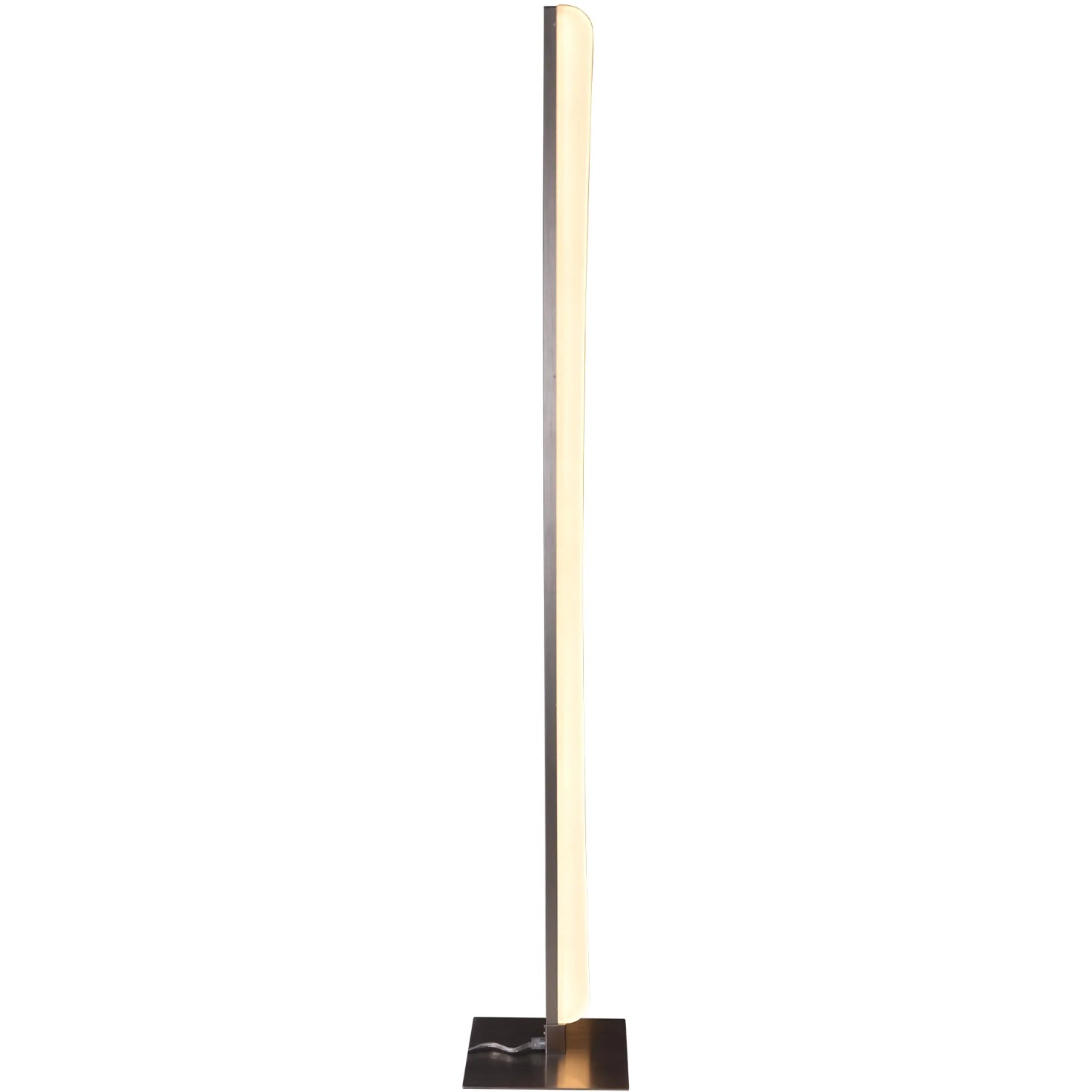 Schlanke Näve LED-Stehleuchte Bones 2 Chrom mit warmweißem Licht und quadratischem Fuß.