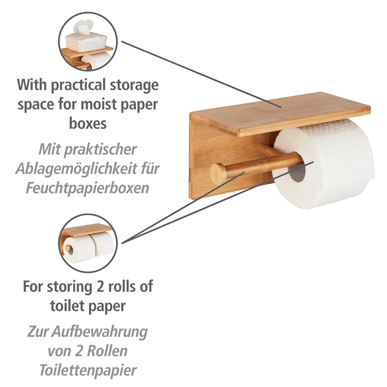 Wenko Toilettenpapierhalter mit Ablage Duo Bambus kaufen bei OBI