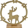 Goldener Deko-Ring mit Hirsch aus Aluminium/Mangoholz, 17 cm, Weihnachtsdekoration.