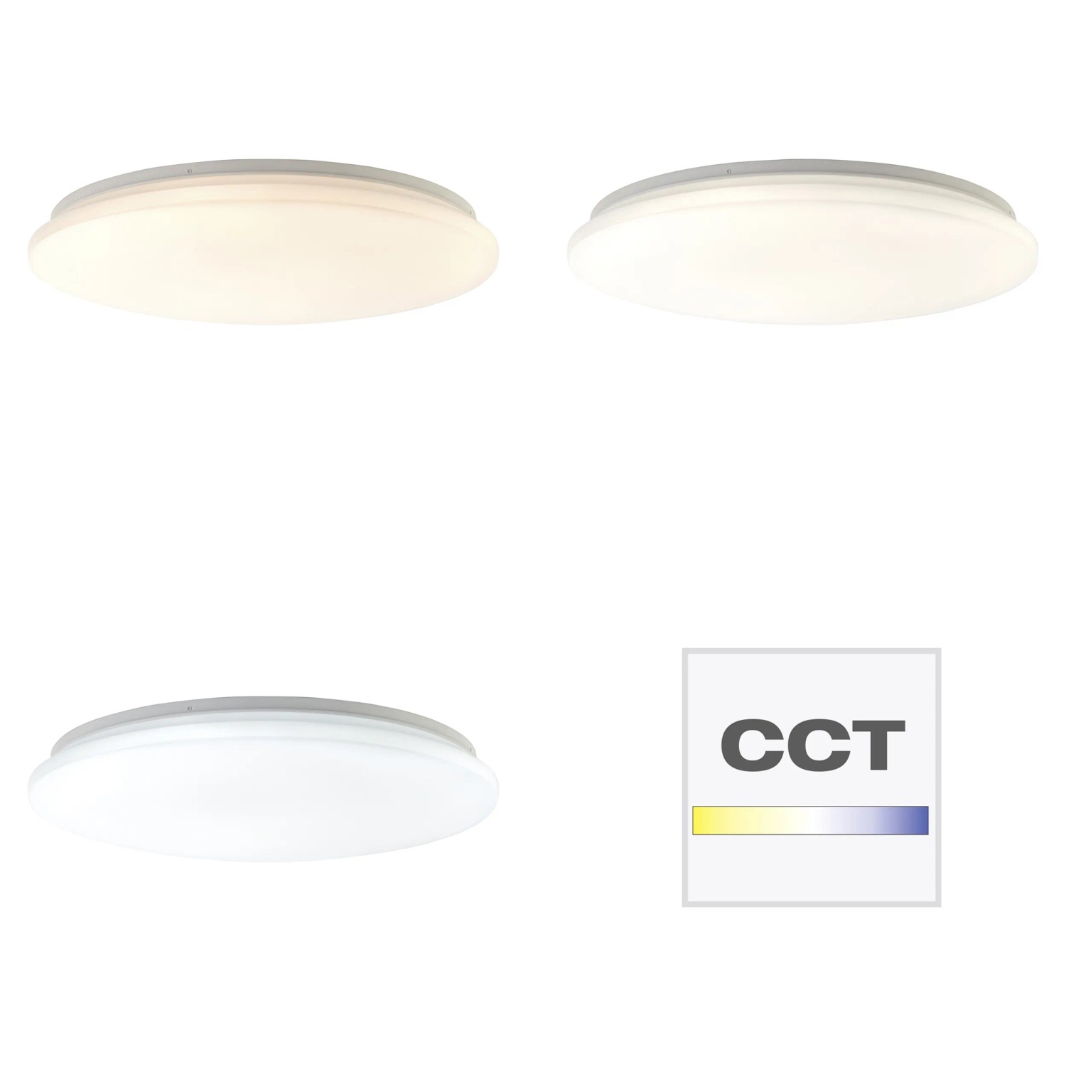 LED-Deckenleuchte Tribola, weiß, Ø 48,5 cm, mit CCT-Lichtsteuerung und verschiedenen Lichtfarben.