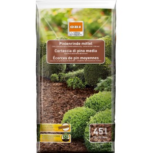 OBI Pinienrinde Mittel, 2.295 l (51 x 45 l) Palette zur Beetabdeckung und Unkrautunterdrückung.