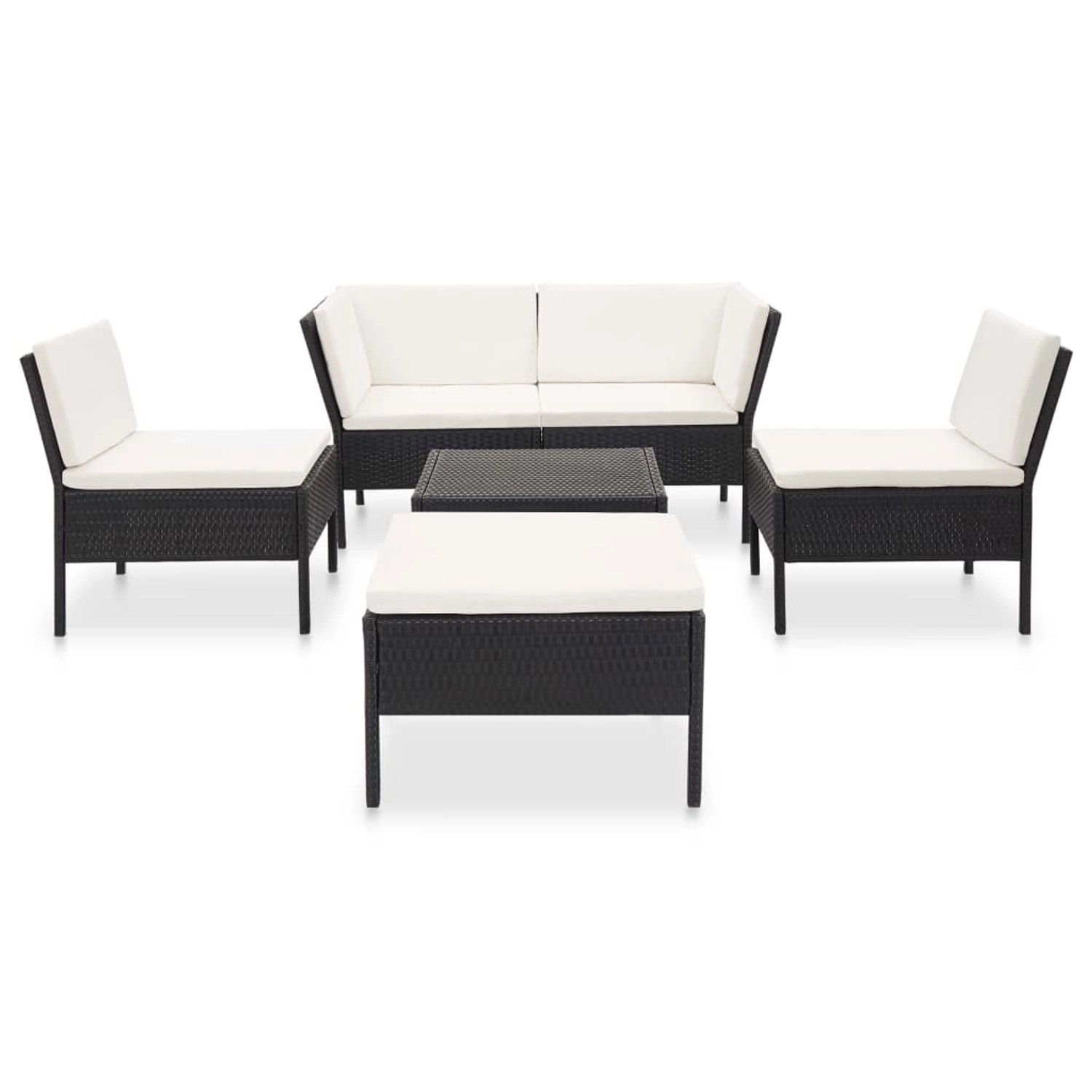 6-tlg. Garten-lounge-set Mit Auflagen Poly Rattan Schwarz günstig online kaufen