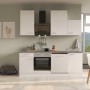 Moderne Flex-Well Küchenzeile Joelina in Weiß matt und Beton Grau mit E-Geräten.