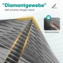 Nahaufnahme des schwarzen, katzensicheren Insektenschutz-Türvorhangs mit robustem Diamantgewebe, reißfest.