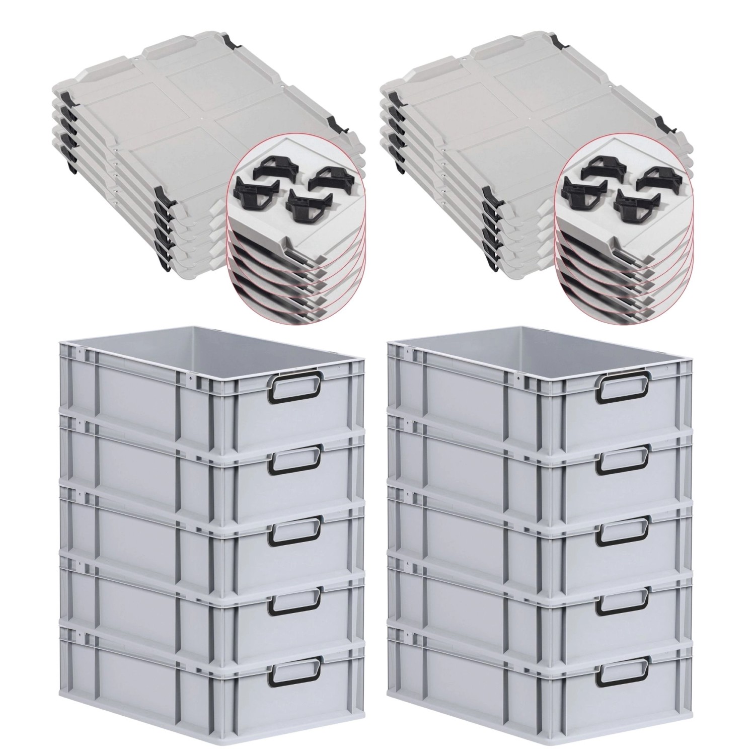 PROREGAL SparSet 10x Eurobox Nextgen Color Mit Auflagedeckel HxBxT 17x40x60 günstig online kaufen
