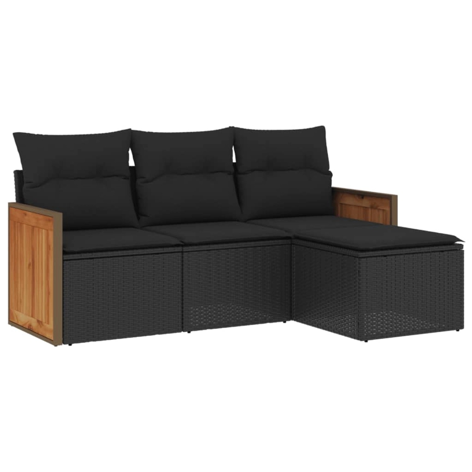 vidaXL 4-Tlg Garten-Sofagarnitur mit Kissen Schwarz Poly Rattan 3259983 günstig online kaufen