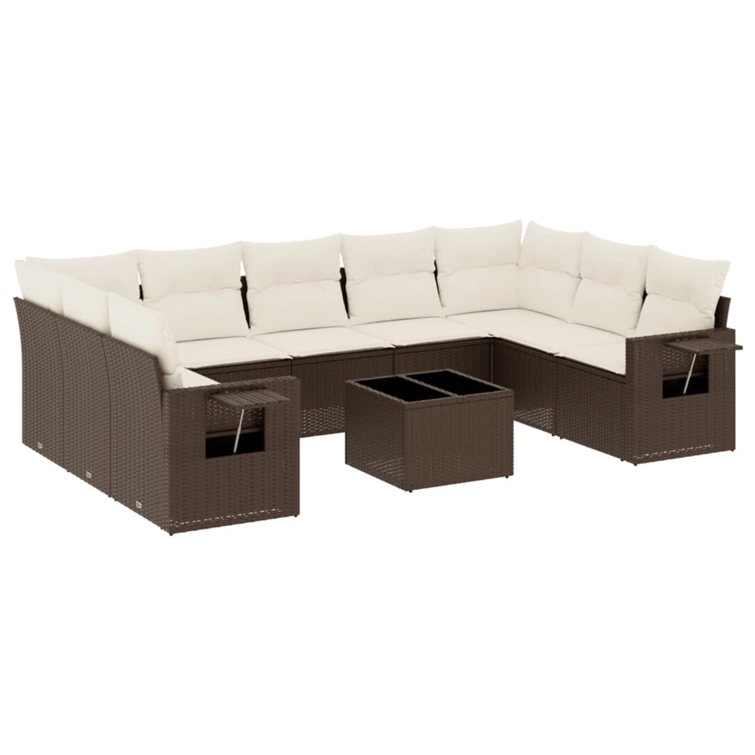 vidaXL 10-Tlg Garten-Sofagarnitur mit Kissen Braun Poly Rattan 3220612 günstig online kaufen