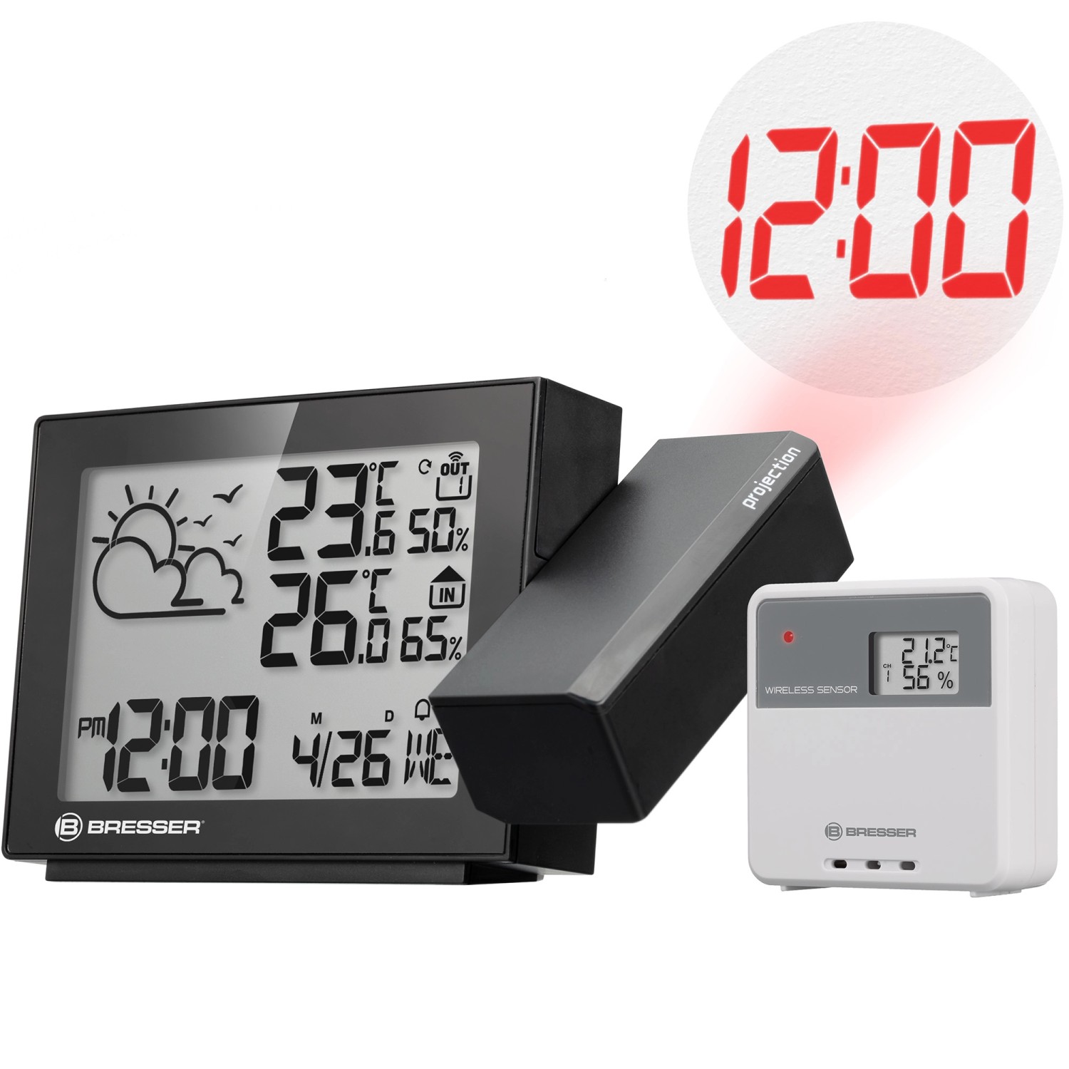 Bresser Funk-Wetterstation MeteoTemp P mit Projektion günstig online kaufen