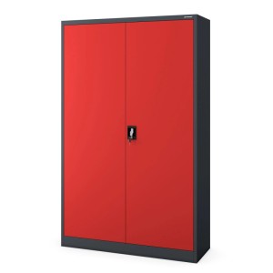 Jan Nowak Büro Aktenschrank Metallschrank JAN II 115 x 185 x 40 cm Anthrazit Rot