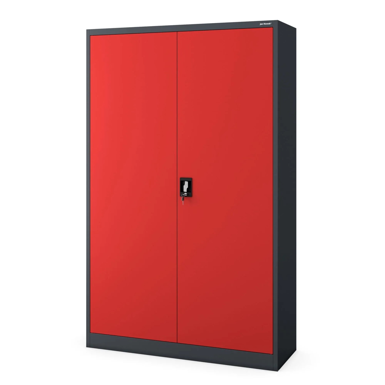 Jan Nowak Büro Aktenschrank Metallschrank JAN II 115 x 185 x 40 cm Anthrazit Rot