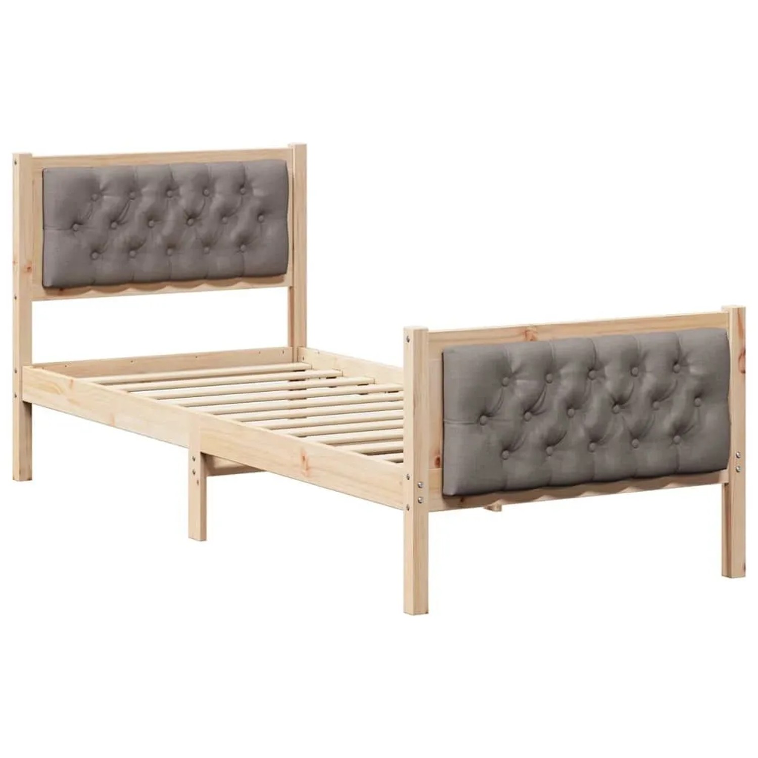 vidaXL Bettrahmen mit Kopfteil Taupe 80 x 200 cm Massives Kiefernholz 878432