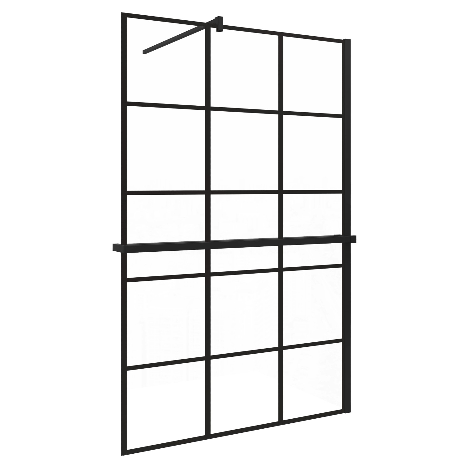 AICA 140x200cm 8mm NANO Glas Walk In Schwarz Duschwand mit Glasdekor Gitter günstig online kaufen