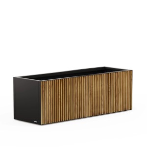 Herstera Garden Pflanzkübel Deco Planter L 50 x 150 x 50 cm Schwarz-Natur FSC®
