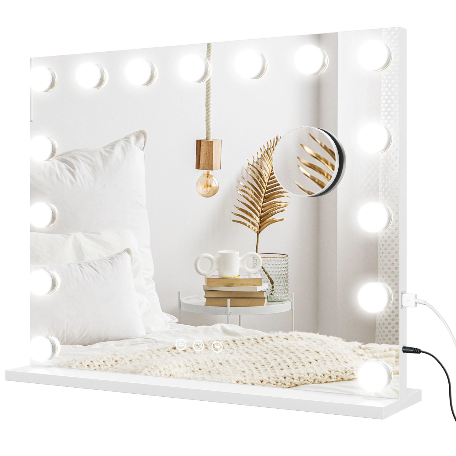 HOMCOM Hollywood Spiegel mit Beleuchtung mit 15 LED Licht Kosmetikspiegel günstig online kaufen