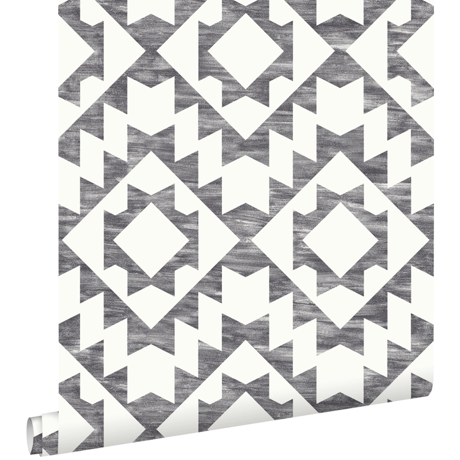 ESTAhome Tapete Marrakescher Aztec-Teppich Schwarz und Weiß 53 cm x 10.05 m günstig online kaufen