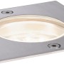Eckige Paulmann Plug & Shine Bodeneinbauleuchte aus Edelstahl mit warmweißem Licht.