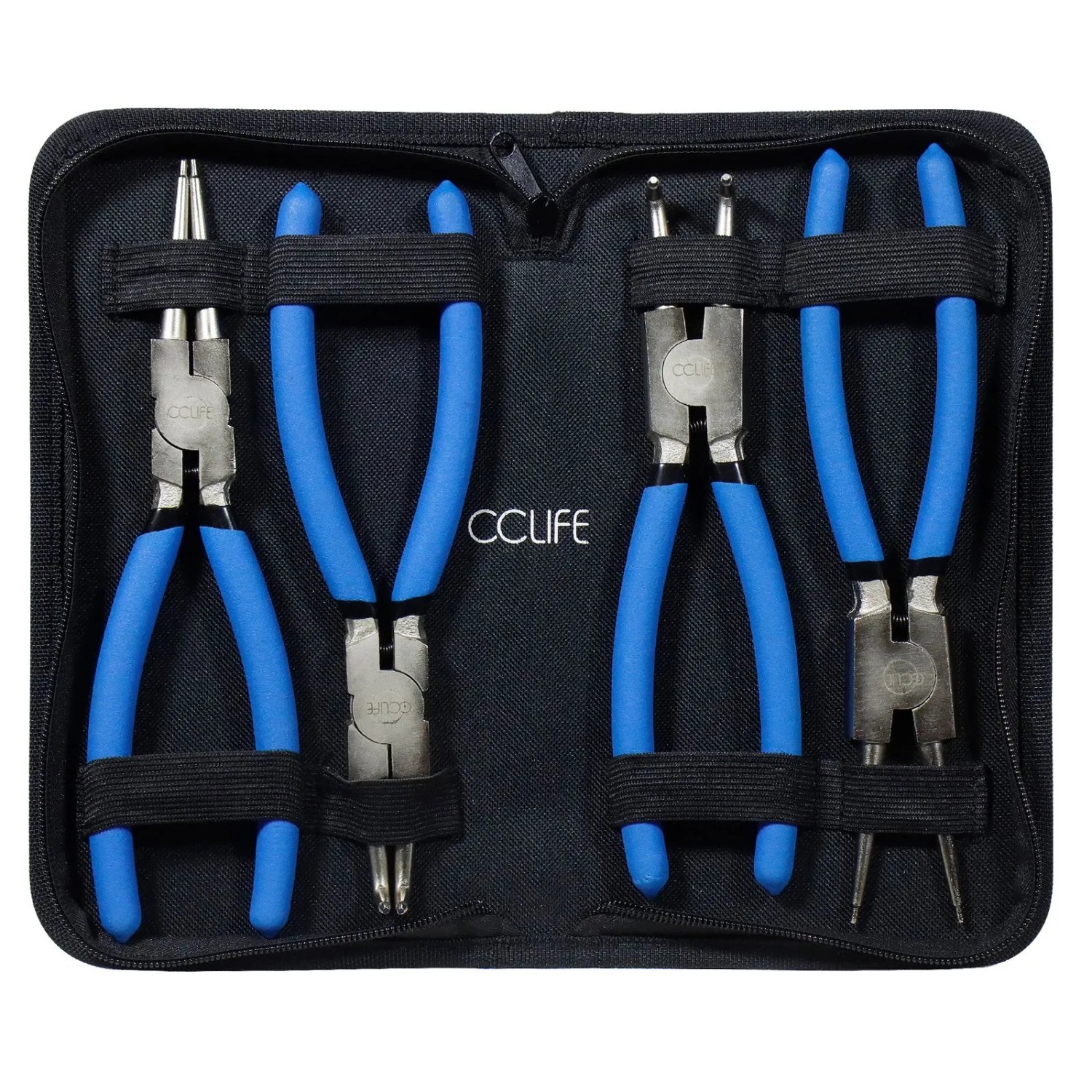 CCLIFE Sprengringzangen Seegeringzange Set 4tlg 225mm Zange Gerade Gebogen_7